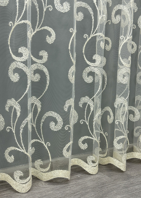 Тюль VR-Textil 1684т Фатин с вышивкой Молочный 300х270 см (42-0727) Киев - изображение 8