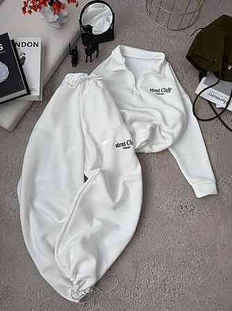 Женский трендовый костюм костюм двойка тринитка на флис Молочный Одесса