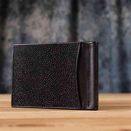 Зажим для денег STINGRAY LEATHER 18293 из натуральной кожи морского ската Черный Киев