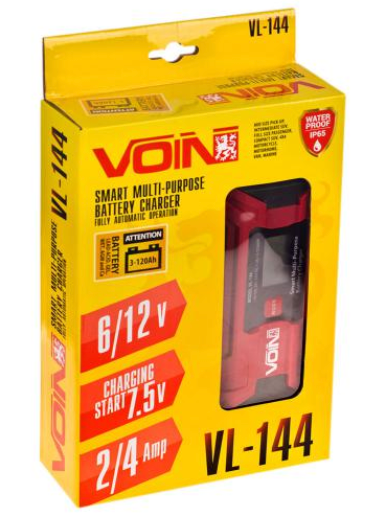 Зарядне устр. VOIN VL-144 6&amp;12V/0.8-4.0A/3-120AHR/LCD/імпульсне Вінниця - фото 1