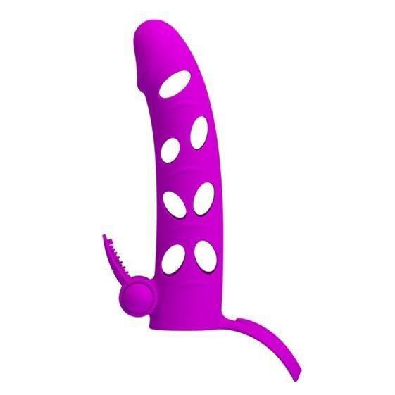Насадка на член - Pretty Love Vibrating Penis Sleeve With Ball Strap 6" Purple Sex Aura Київ - фото 2