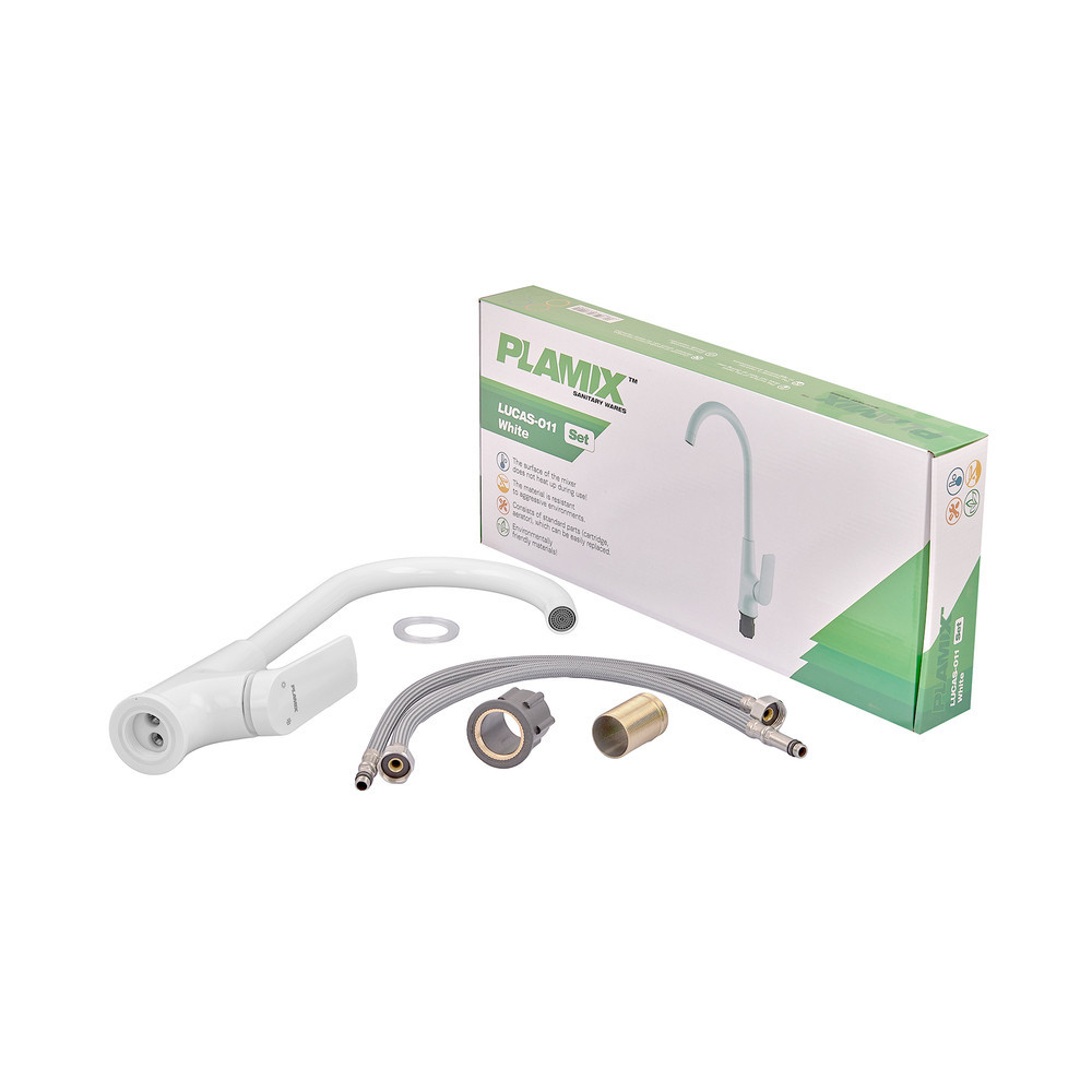 Змішувач для кухні Plamix Lucas-011 SET White з підведенням (PM0714) Київ - фото 3