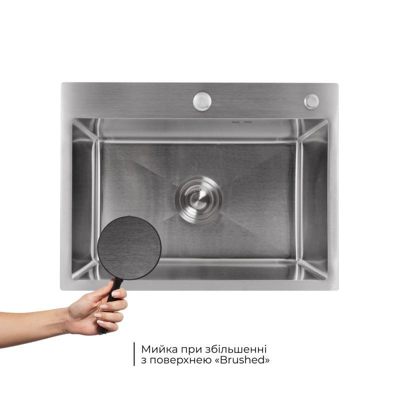 Мойка для кухни интегрированная Lidz Handmade H5843 Brushed Steel 3,0/1,0 мм LDH5843BRU49442 Киев - изображение 3