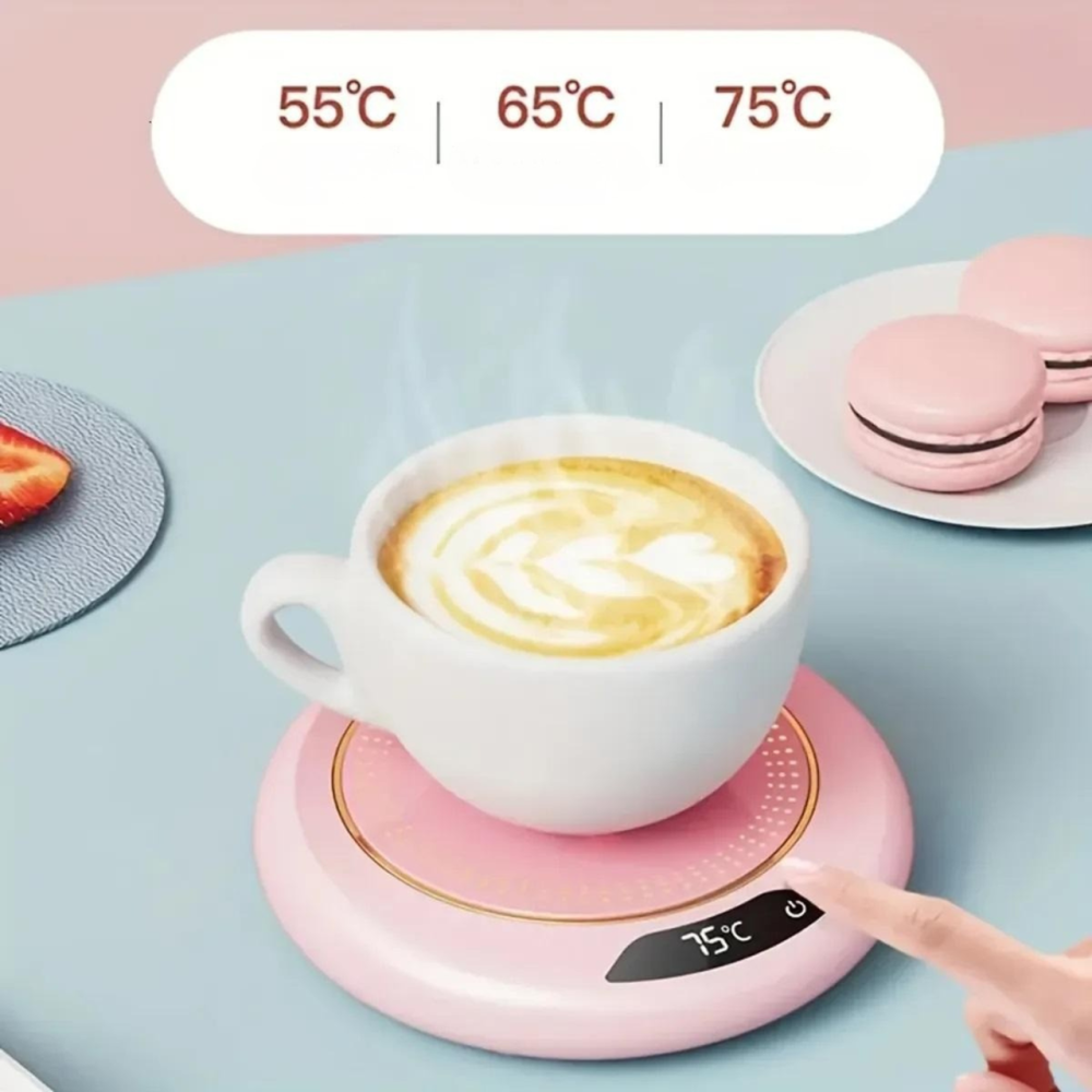 Підставка з підігрівом для напоїв, термонагрівач для чашки 20 Вт з USB-дротом і індикатором температури, білий Кам'янець-Подільський - фото 4