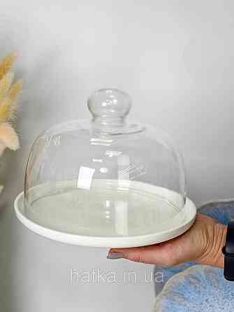 Тарілка з кришкою для зберігання  «White kitchen» 20*14,5 см кераміка + скло 8030-321 Київ