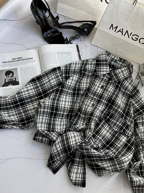 Жіноча тепла оверсайз сорочка в клітинку на ґудзиках кашемір Чорний Одеса - фото 9
