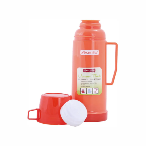 Термос 600мл зі скляною колбою та пластиковою ручкою (синій, зелений, червоний) KAMILLЕ 2071 Житомир - фото 3