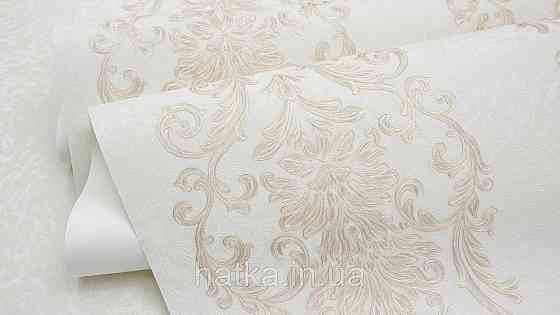 Шпалери метрові вінілові на флізеліні Sintra Classic класика вензелю візерунки структурні золотисті на бежевому 454718 Київ