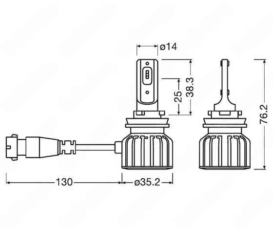 Комплект світлодіодних ламп OSRAM 64211DWBRT-2HFB H8/H9/H11/H16 LEDriving HL BRIGHT +300% 6000K 12V Харків