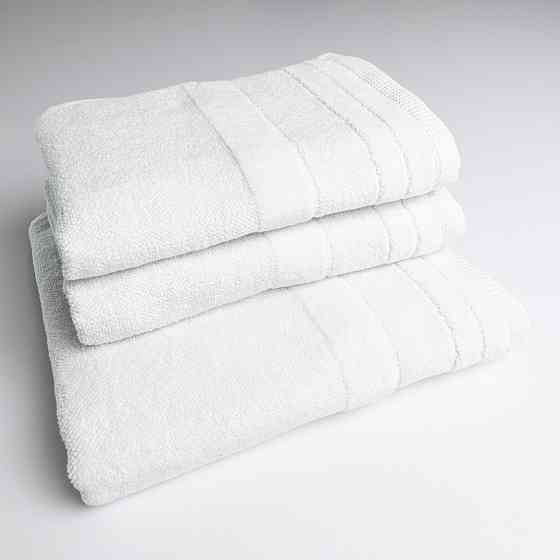Набор махровых полотенец с велюровым бордюром 3шт GM Textile 50х90см, 50х90см, 70х140см 500г/м2 (Белый) Сумы