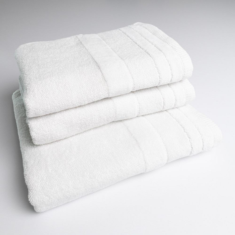 Набор махровых полотенец с велюровым бордюром 3шт GM Textile 50х90см, 50х90см, 70х140см 500г/м2 (Белый) Сумы - изображение 1