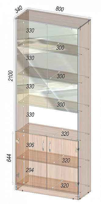 Шкаф офисный ОШС-2, Венге Магия, 800/340/2100 Львов - изображение 2