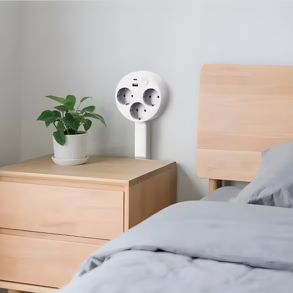 Мережевий подовжувач телескопічний, трійник з поворотом на 360° висувний на 3 розетки і 2 порти для зарядки USB-A, Type-C, 16А Кам'янець-Подільський - фото 9