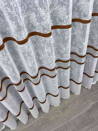 Тюль жакард мармур, колекція "Cale" колір білий з коричневим 1554т Київ