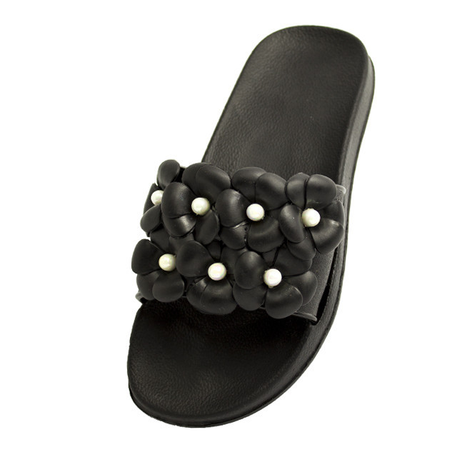 Шльопанці жіночі чорний "Квіткові" Одеса - фото 2