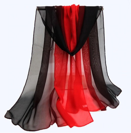 Жіночий шифоновий шарфик 150 на 50 см червоно-чорний Київ - фото 2
