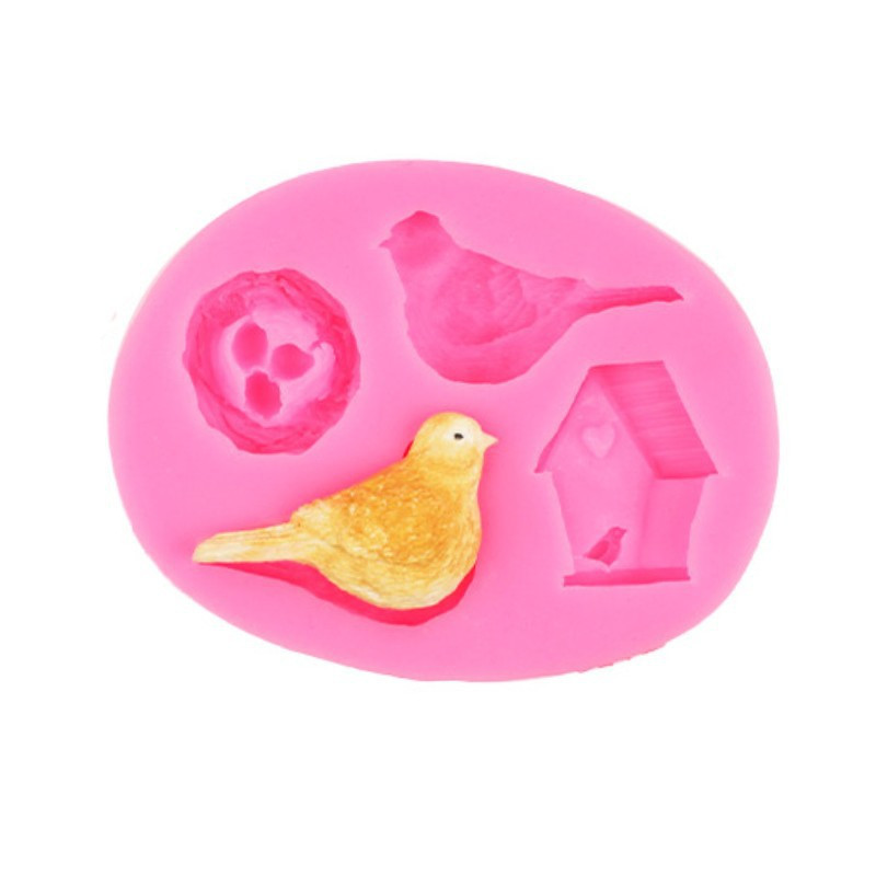 Силиконовый молд Птицы и гнездо 95 на 71 мм розовый Киев - изображение 4