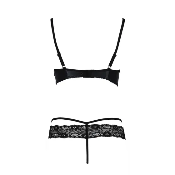 Комплект білизни Passion Exclusive NORTH SET L/XL, black, ліф і трусики з елементами під латекс Львів