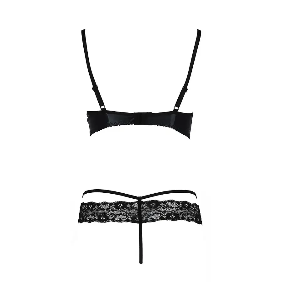 Комплект білизни Passion Exclusive NORTH SET L/XL, black, ліф і трусики з елементами під латекс Львів - фото 6
