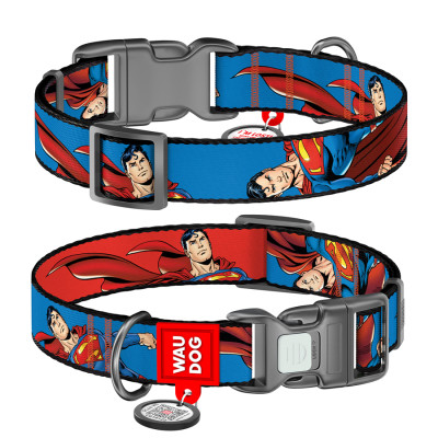 Ошейник для животных WAUDOG Nylon с QR паспортом "Сила Супермена", пластиковый фастекс, M (281-1079) Винница - изображение 1