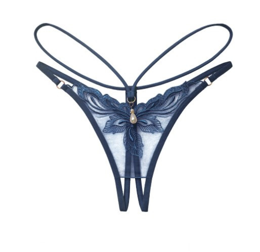 Еротичні трусики з розрізом та бусинкою сині - розмір універсальний (на резинці), в талії до 85см Київ - фото 2