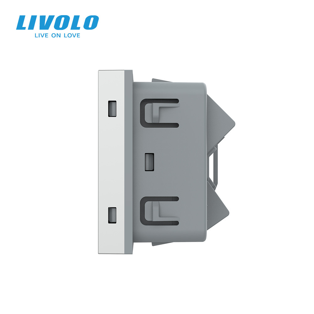 Універсальна розетка LIVOLO 12-в-1, з заземленням і шторками, сіра, 16А 250В, модуль (VL-FCT22 16A-2IP) Коломыя - изображение 3