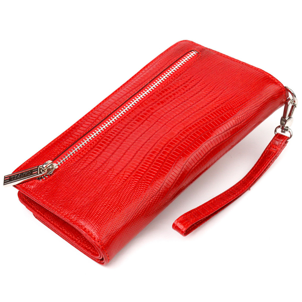 Женское портмоне клатч из натуральной кожи Красное (CANPELLINI) Киев - изображение 6