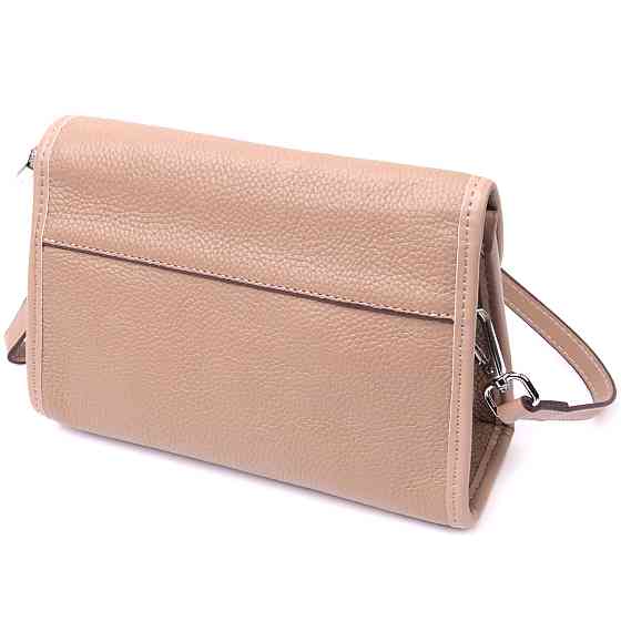 Шкіряна сумка жіноча з напівкруглим клапаном Vintage 22257 Бежева Київ