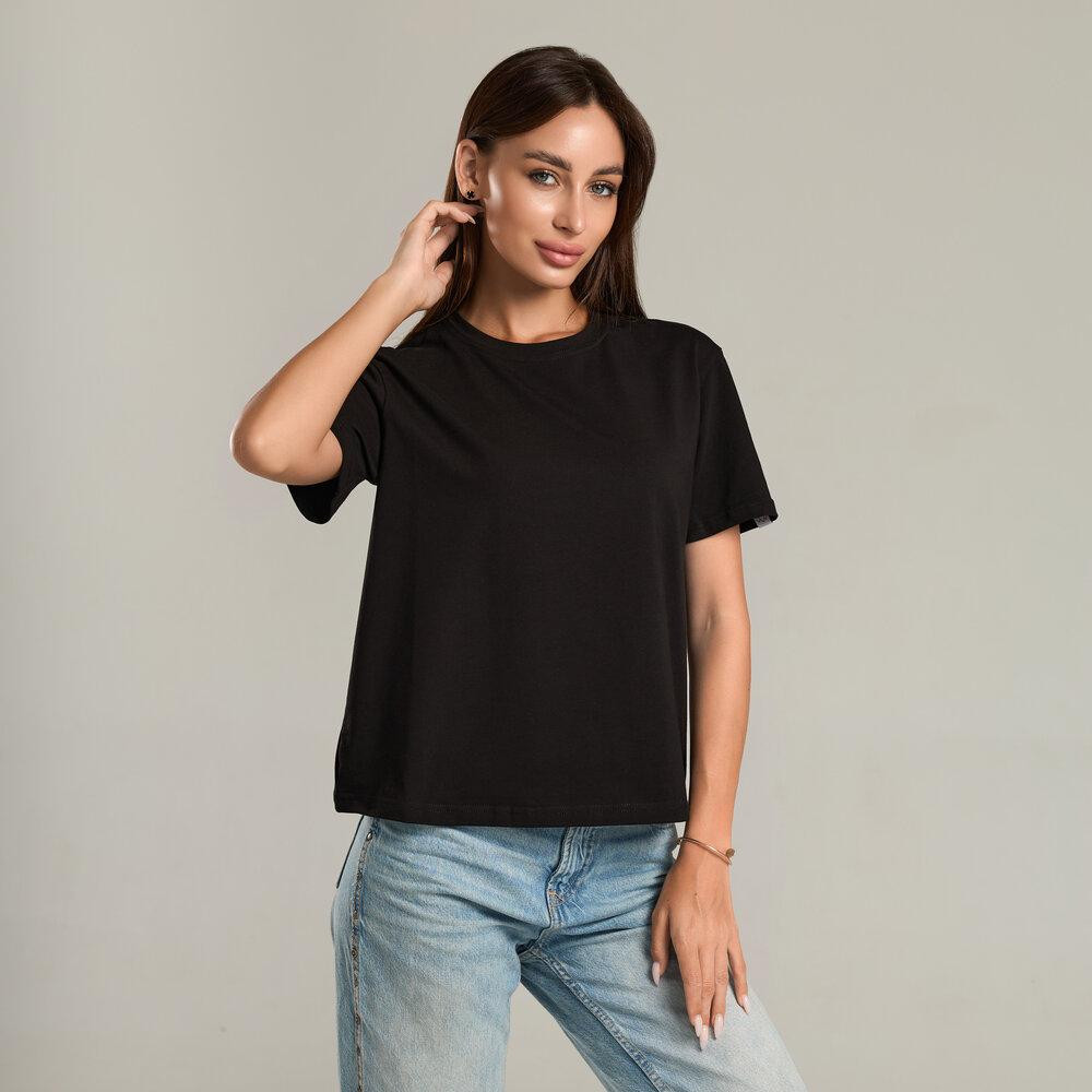 Черная базовая женская футболка Pobedov Freedom. Хлопковая женская футболка черная Киев - изображение 5