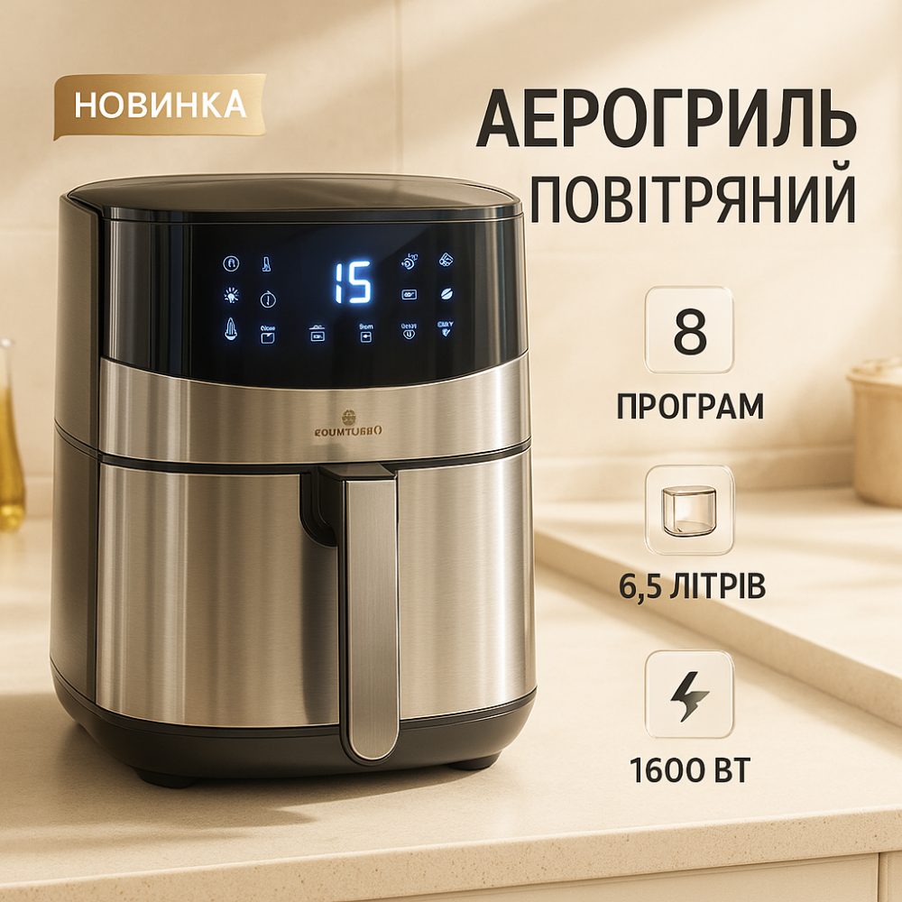 Безмаслянная фритюрница для кухни, Безмасляный фритюр, Аэрофритюрница для жарки без масла RV-65 Львов - изображение 16