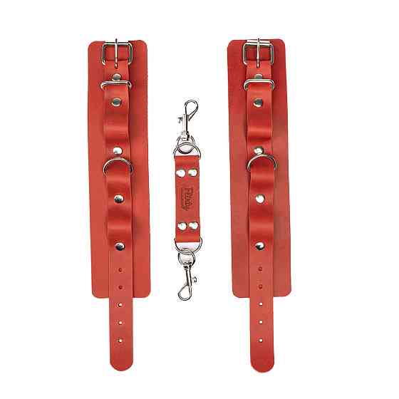Наручники из натуральной кожи Flirty Leather - Red, KC00019 Sex Aura Киев