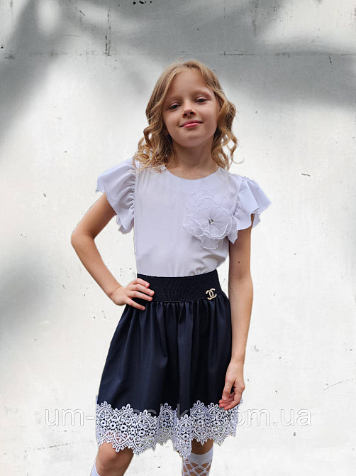 Шкільна блузка короткий рукав з квіткою на 116-140 Кривий Ріг - фото 5