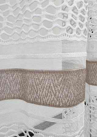 Короткий тюль VR-Textil 1945т Жаккард Белый с капучино 300х145 см (42-0900) Киев