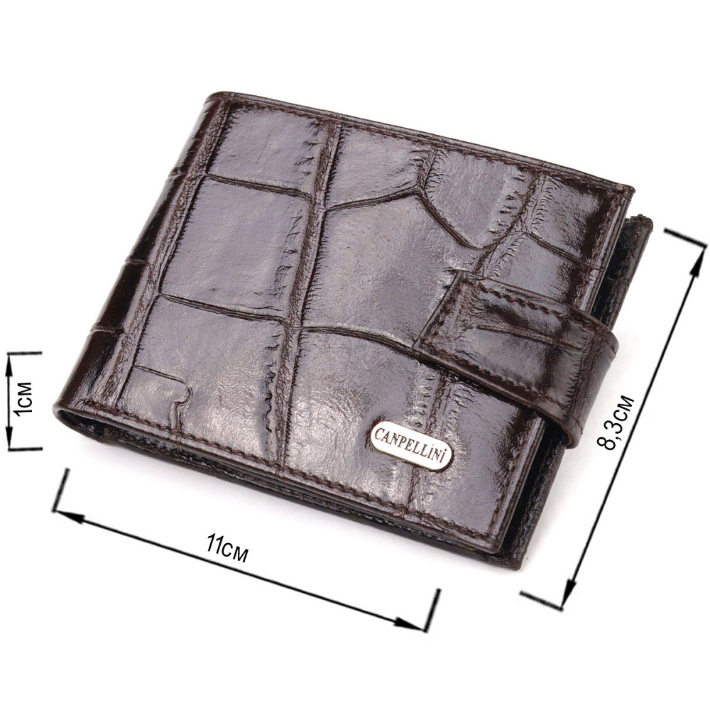 Надійний чоловічий гаманець із натуральної фактурної шкіри Коричневий (CANPELLINI) Київ - фото 7