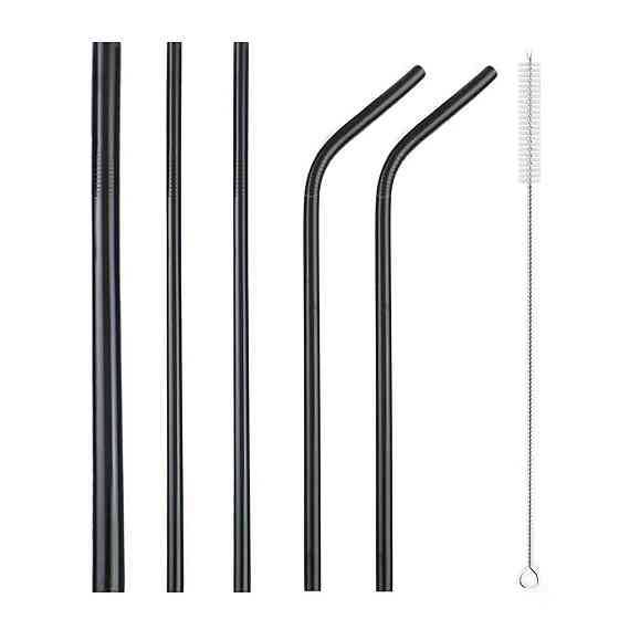 Многоразовые металлические соломинки черные, 4 шт. Киев