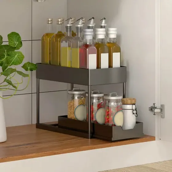 Органайзер двухуровневый с выдвижным ящиком для хранения и крючками Коломия