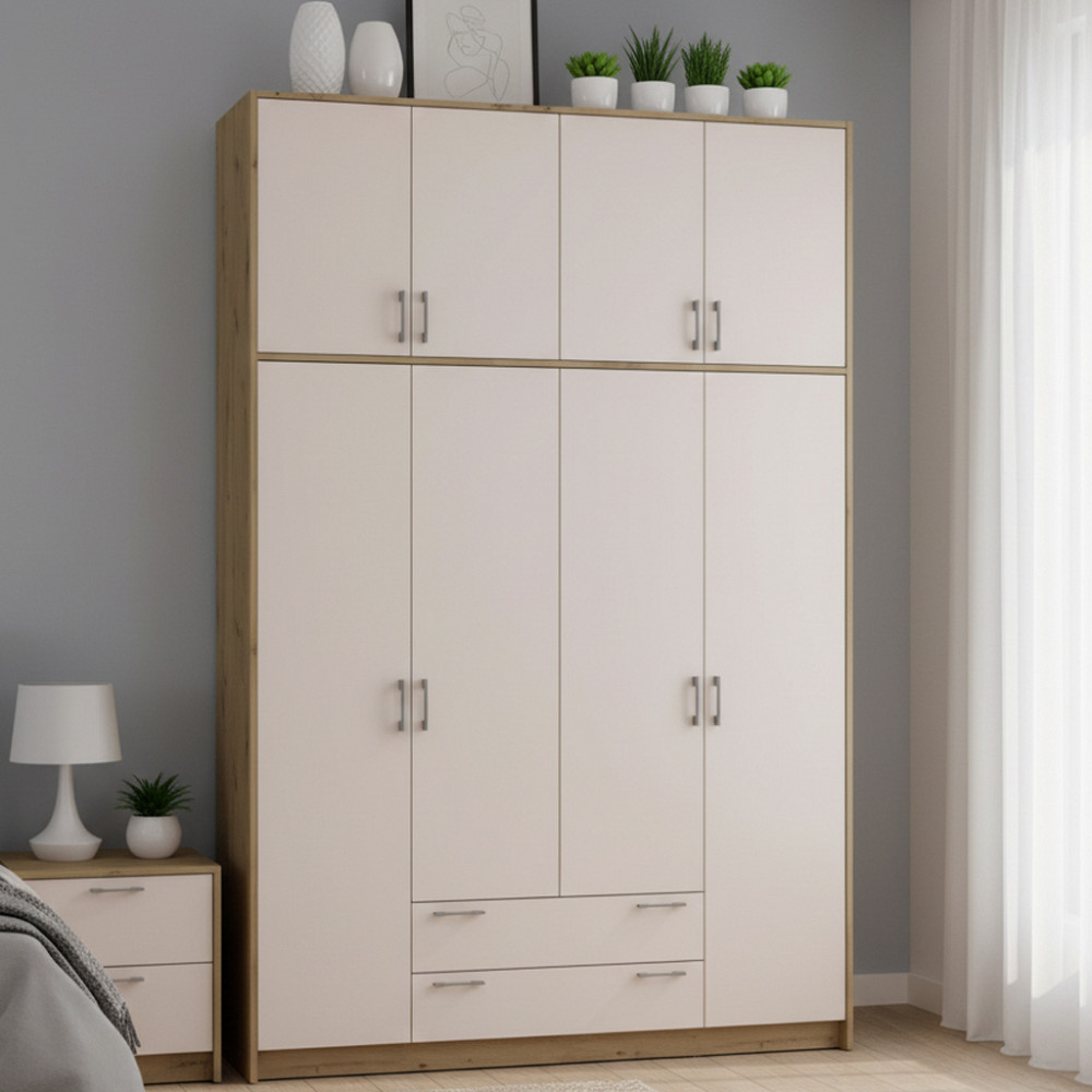 Шафа для одягу Doros Ронді з високою антресоллю Дуб Артизан/Кашемір 4 ДСП 160х52х260 (DRS-011878) Дніпро - фото 1