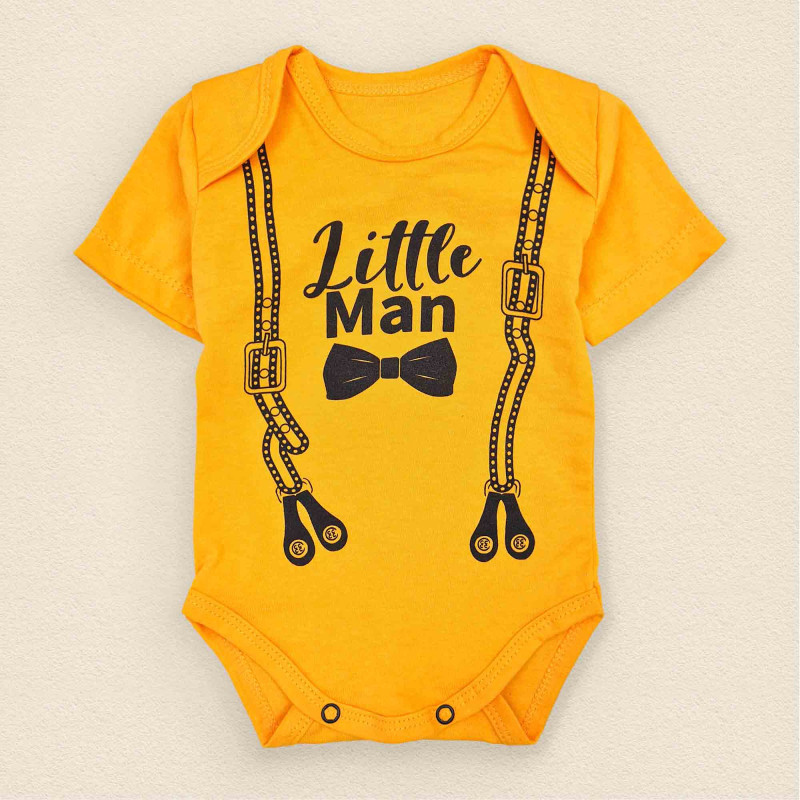 Боді для хлопчика зі принтом Little Man зріст 62 (1 - 3 місяці) Malena Жовтогарячий Кривий Ріг - фото 1