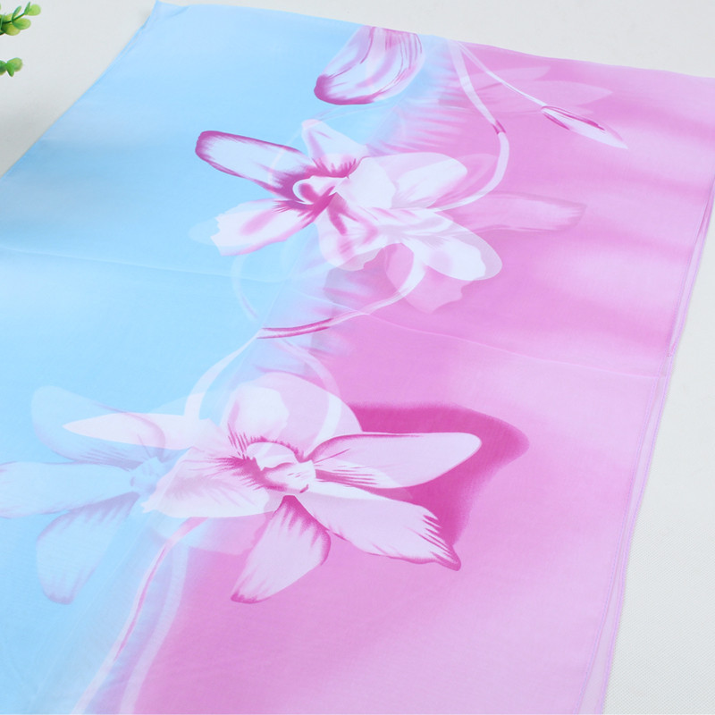 Женский шарф шифоновый, розово-голубой - размер шарфика приблизительно 150*48см, шифон Киев - изображение 2