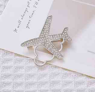 Брошка класична срібляста Літак Київ