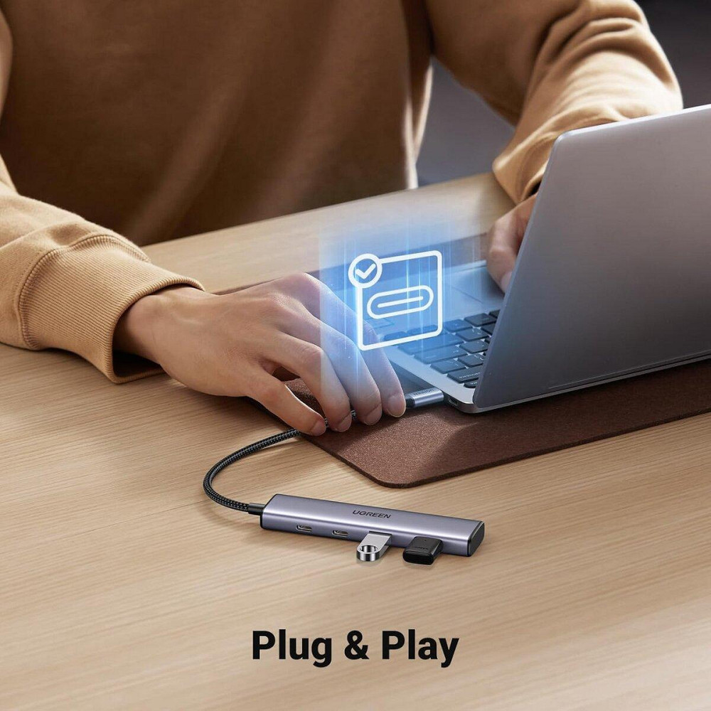 Хаб адаптер перехідник UGREEN 4-Port USB-C Hub UGR-15395 Одеса - фото 4