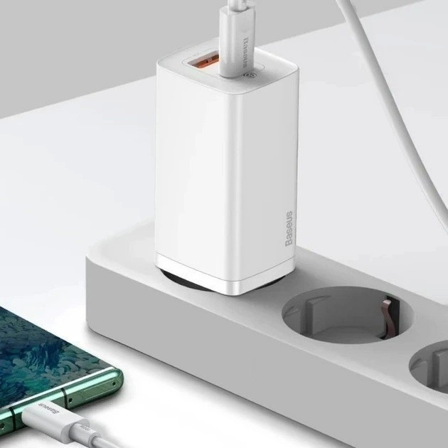 Универсальное сетевое зарядное устройство Baseus Wall Charger GaN2 Lite USB-C+USB 65W CCGAN2L-B02 (Белое) Николаев - изображение 7