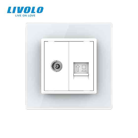 LIVOLO Розетка комп'ютерна RJ-45 і ТБ розетка Livolo білий скло (VL-C791VC-11) Коломия