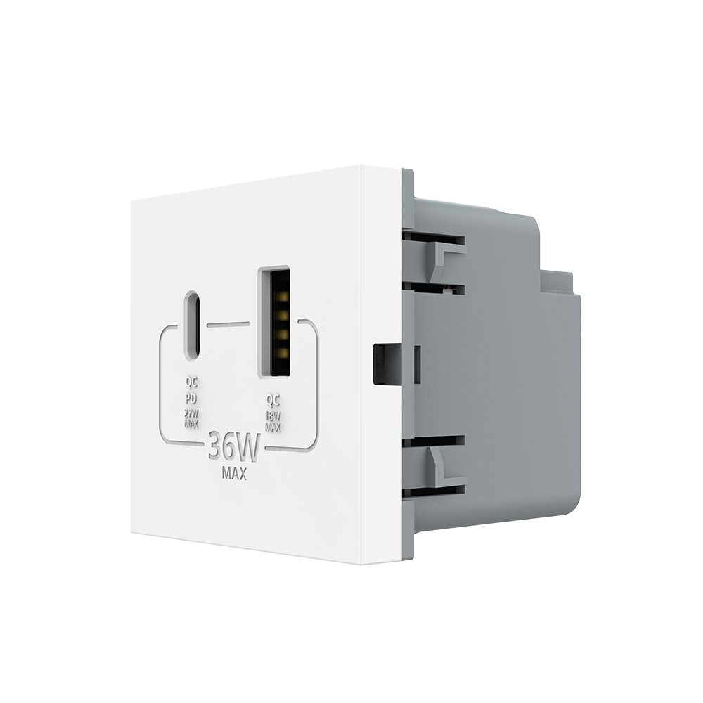 LIVOLO Розетка LIVOLO USB-A + USB-C PD 36Вт, біла, швидке заряджання, Power Delivery QC 3.0, мо Коломия - фото 3