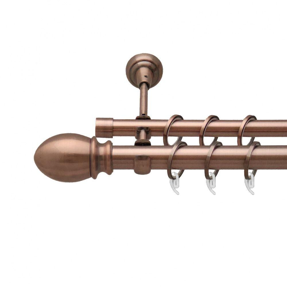 Карниз Orvit Белуно металевий дворядний відкритий гладка труба кільце фасонне металеве  Мідь 25\19 мм 300 см (6950968) Львів - фото 1