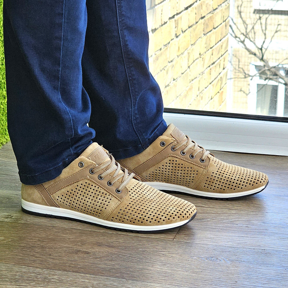 Чоловічі мокасини Літні Бежеві Кросівки Сіточка Коричневі Світлі (розміри: 40,41,42,43,44,45) - 201-4 Дніпро - фото 10