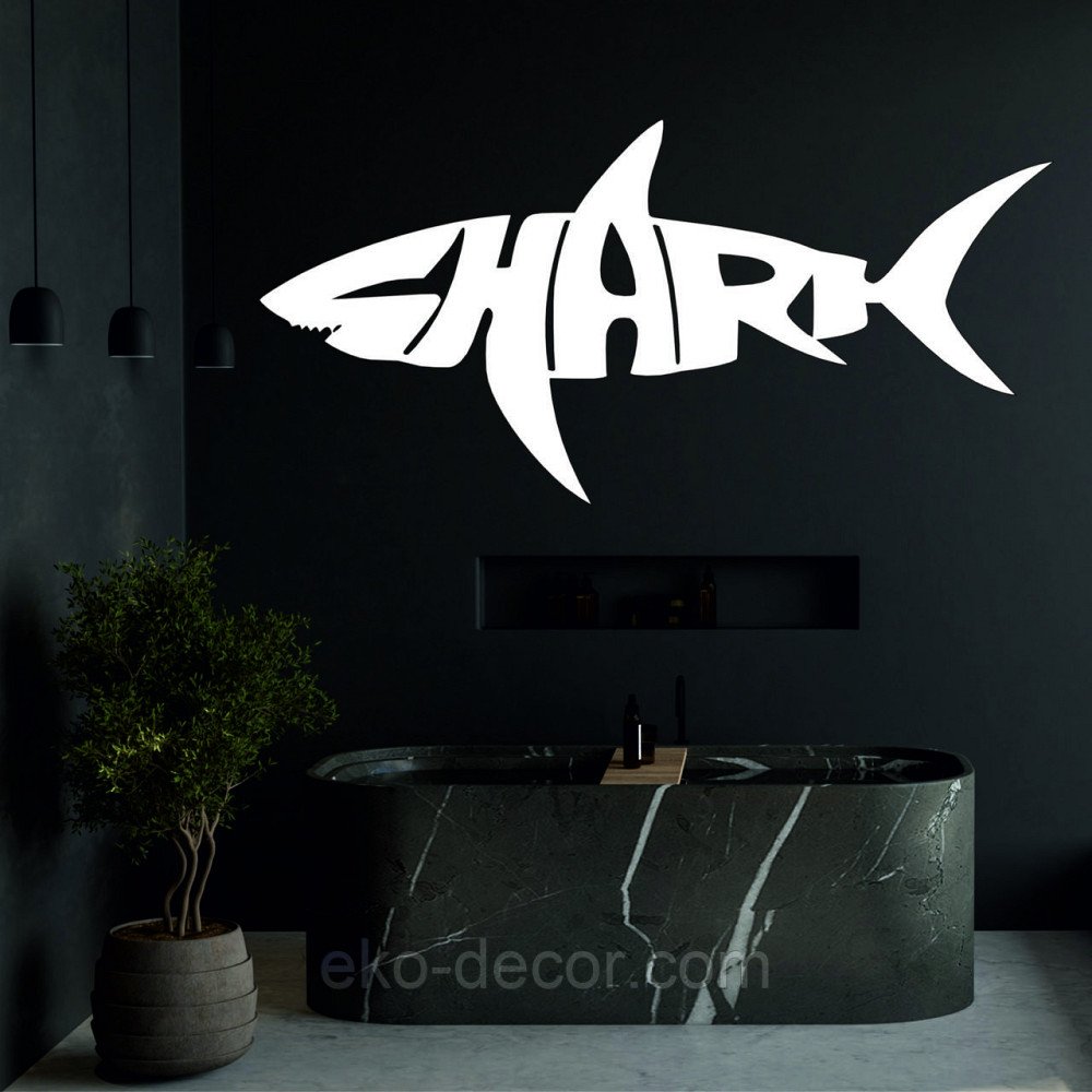 Декоративное настенное Панно «Shark» Декор на стену 90*44 см, Белый Киев - изображение 2
