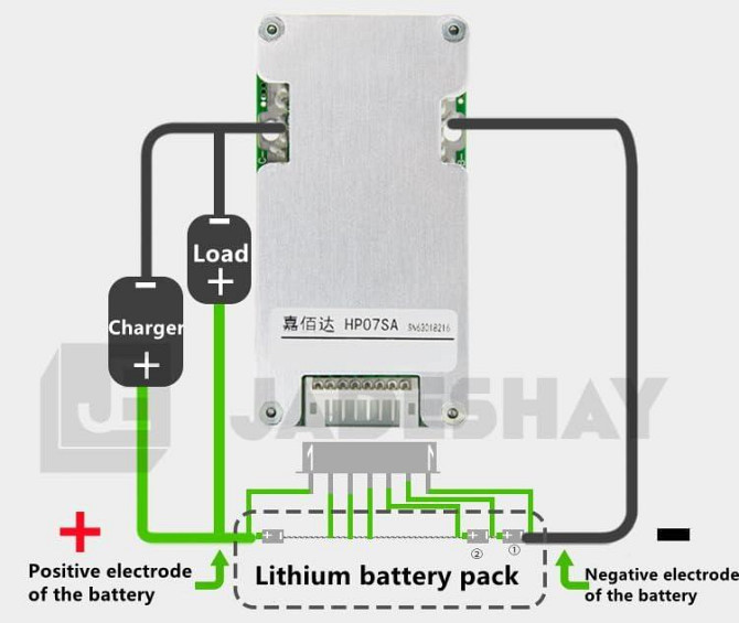 Jadeshay 24V 20A 7S BMS плата захисту акумулятора, балансувальний модуль Li-ion 18650 для електротранспорту Київ - фото 3