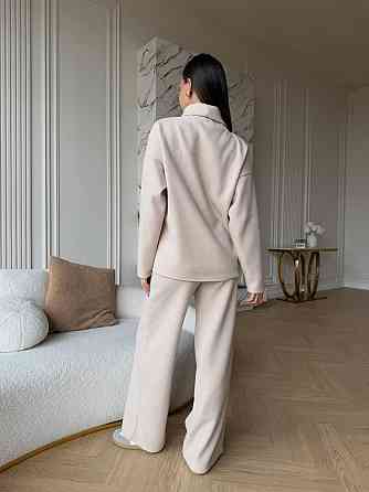 Женский базовый костюм двойка: свитер и брюки турецкая вязка Бежевый, 48/52 Одесса