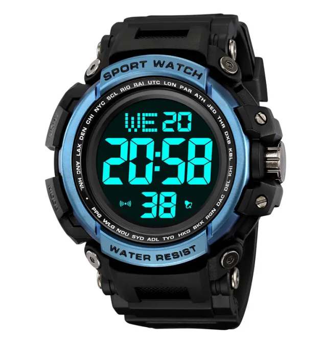 Часы мужские наручные спортивные Skmei 2422 (Черный с синим) Винница - изображение 2